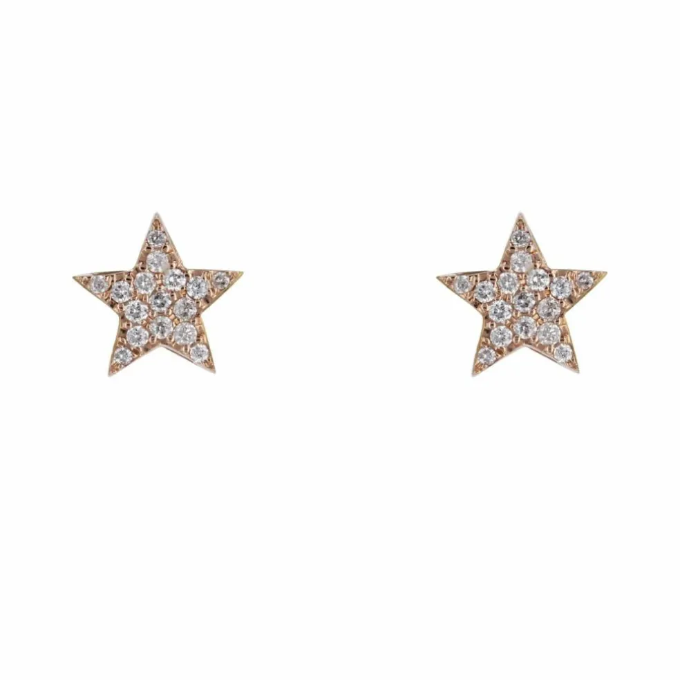 Boucles d'oreilles étoiles diamants or rose