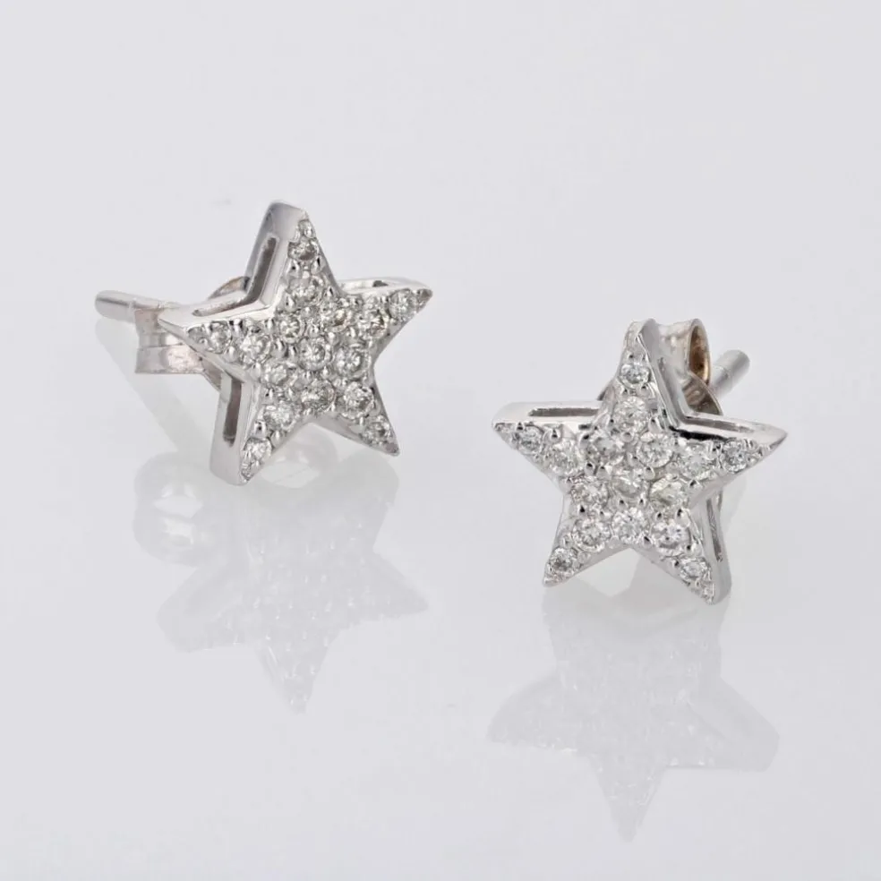 Boucles d'oreilles étoiles diamants or blanc