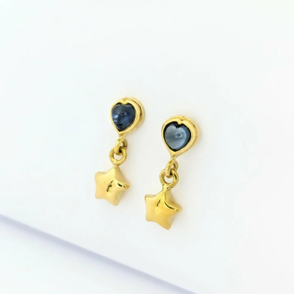 Boucles d'oreilles étoiles or jaune et saphirs