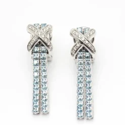 Boucles d'oreilles Topazes Diamants Or blanc