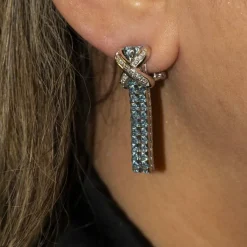 Boucles d'oreilles Topazes Diamants Or blanc