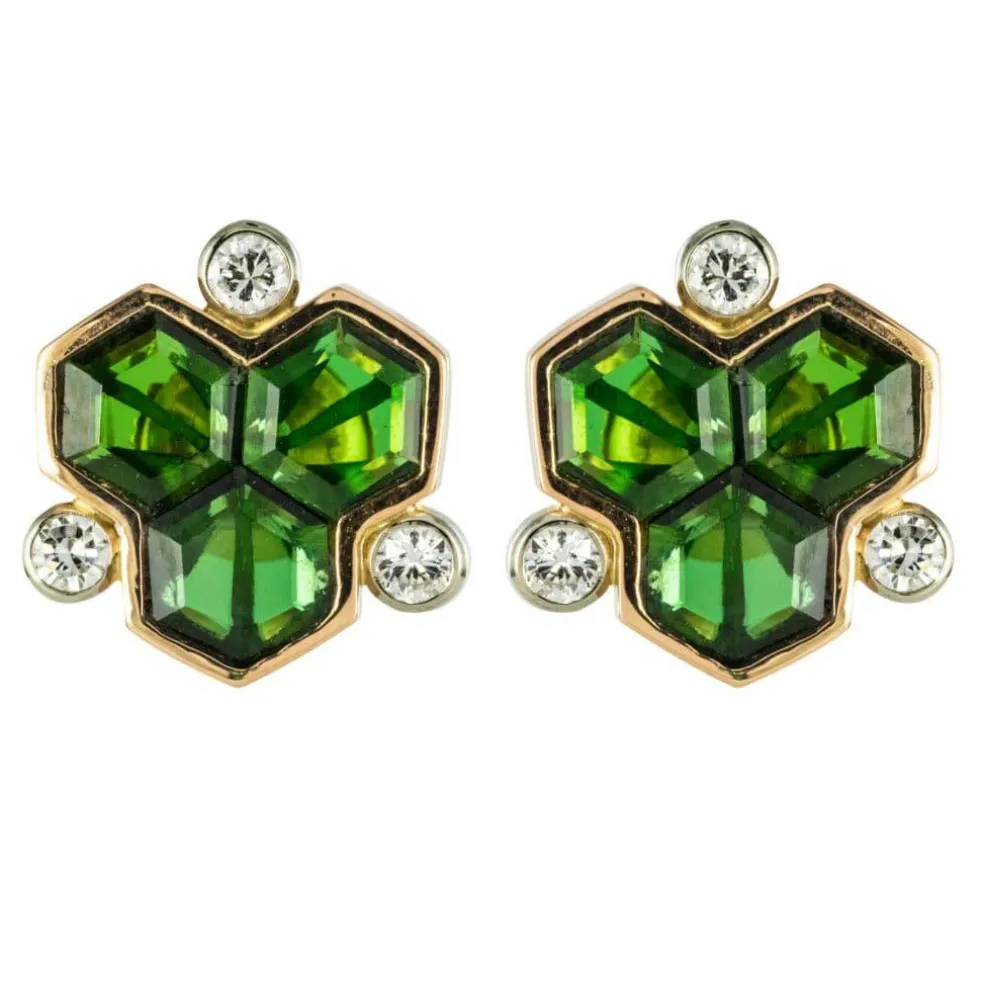 Boucles d'oreilles tourmalines et diamants