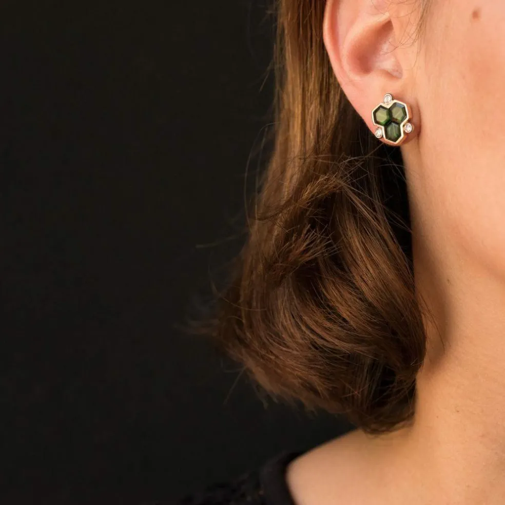 Boucles d'oreilles tourmalines et diamants