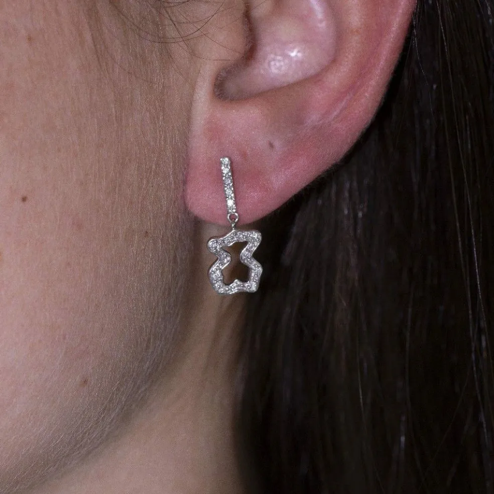 Boucles d'oreilles TOUS Or blanc et diamants.
