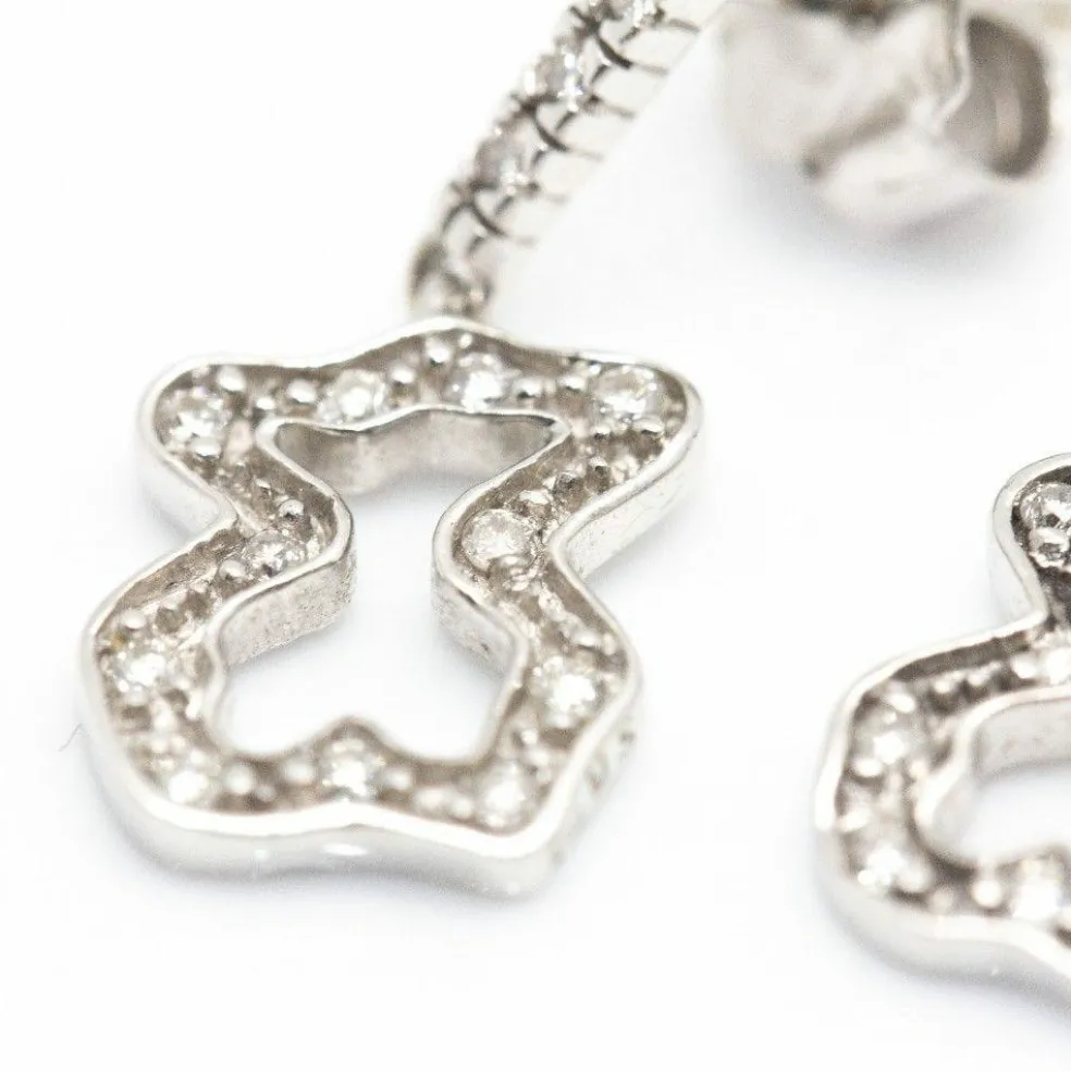 Boucles d'oreilles TOUS Or blanc et diamants.