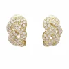 Boucles d'oreilles, "Tresse" or jaune, diamants.