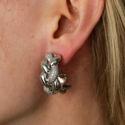 BOUCLES D'OREILLES "TRESSEES" OR & DIAMANTS