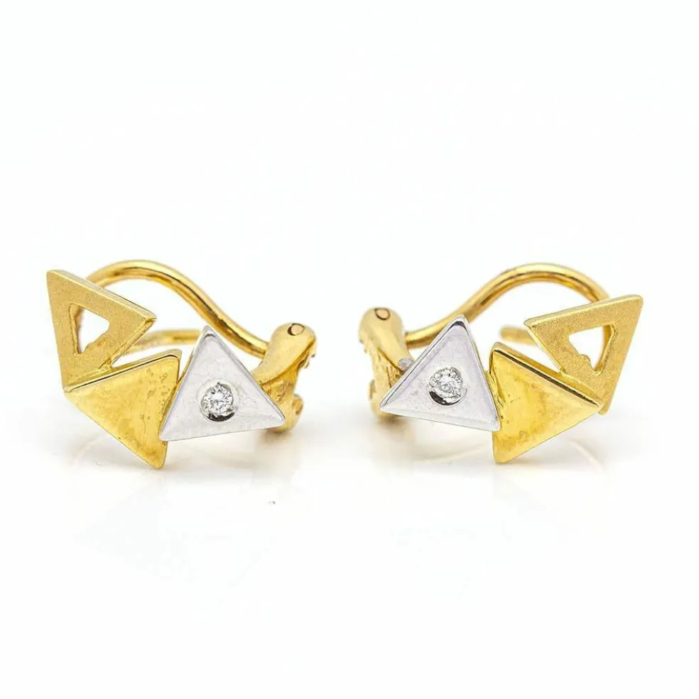 Boucles d'oreilles Triangle 2 Ors Diamants