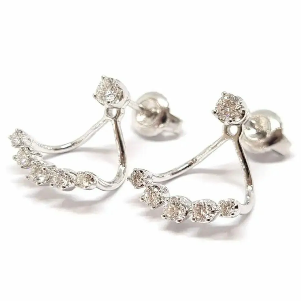 Boucles d'oreilles triangle diamants or blanc