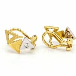 Boucles d'oreilles Triangle 2 Ors Diamants
