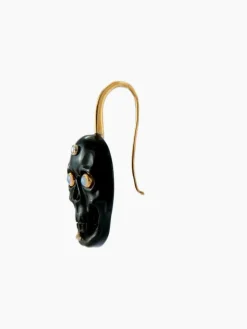 Boucles d'oreilles Têtes de mort agate noire