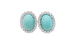 Boucles d'oreilles Turquoise Diamants