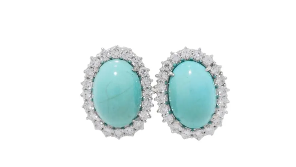 Boucles d'oreilles Turquoise Diamants