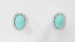 Boucles d'oreilles Turquoise Diamants