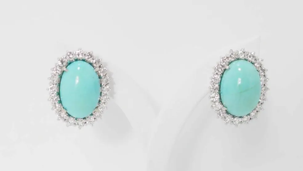 Boucles d'oreilles Turquoise Diamants