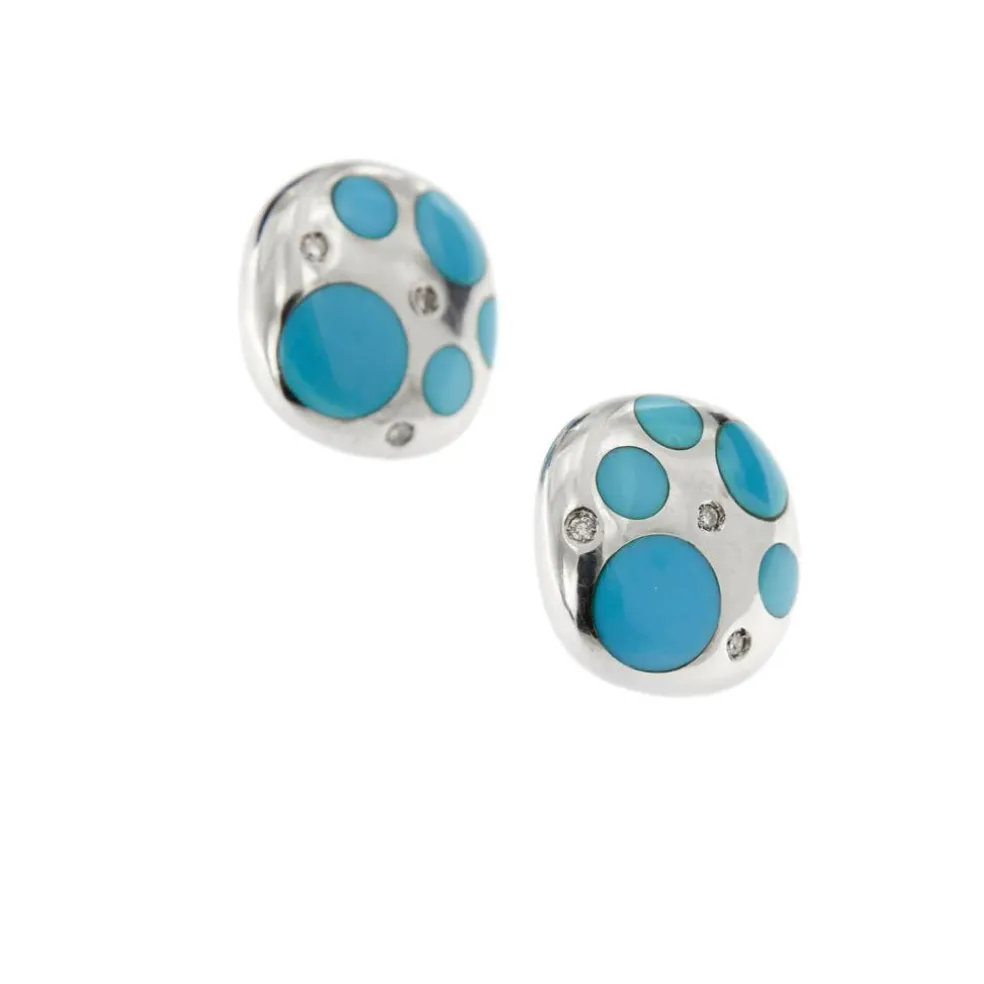 Boucles d'oreilles turquoises et diamants