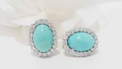 Boucles d'oreilles Turquoise Diamants