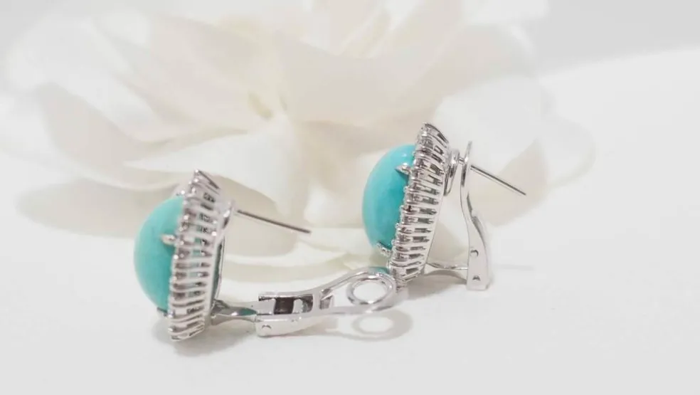 Boucles d'oreilles Turquoise Diamants