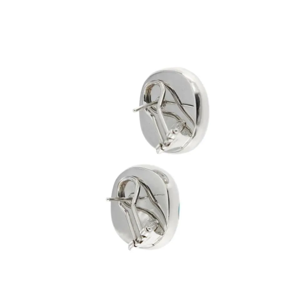 Boucles d'oreilles turquoises et diamants