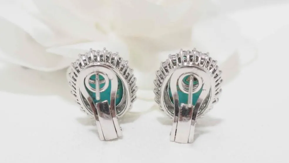 Boucles d'oreilles Turquoise Diamants