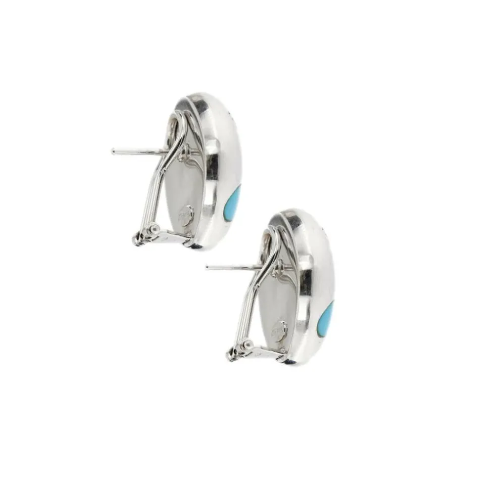 Boucles d'oreilles turquoises et diamants