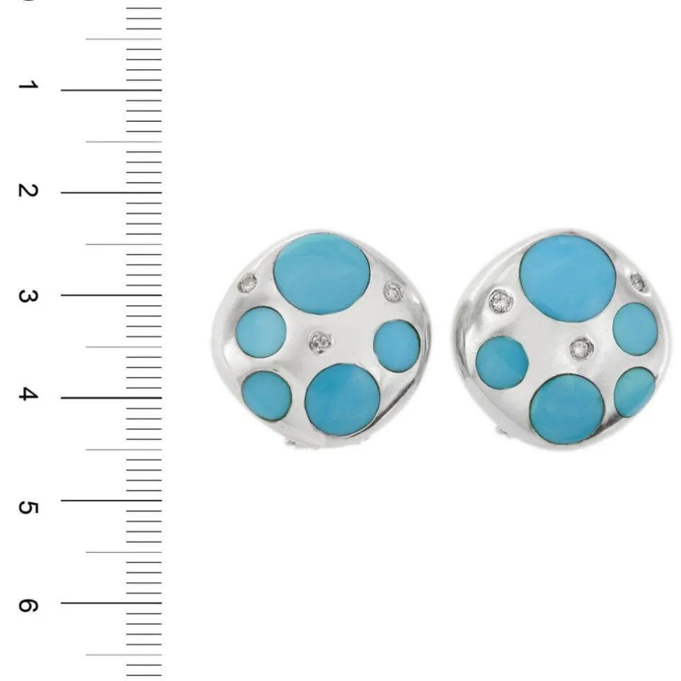 Boucles d'oreilles turquoises et diamants