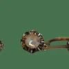 Boucles d'oreilles victoriennes en or jaune et diamants taille rose