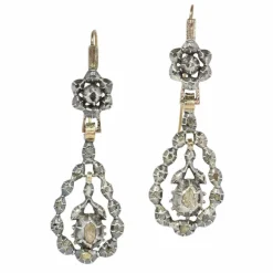 Boucles d'oreilles victoriennes élégantes avec diamants taille rose