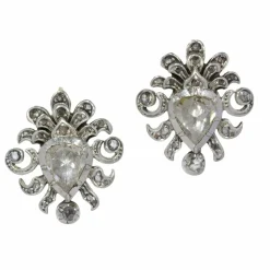 Boucles d'oreilles victoriennes diamants taille rose