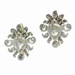 Boucles d'oreilles victoriennes diamants taille rose