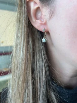 Boucles d'oreilles victoriennes en or jaune et diamants taille rose