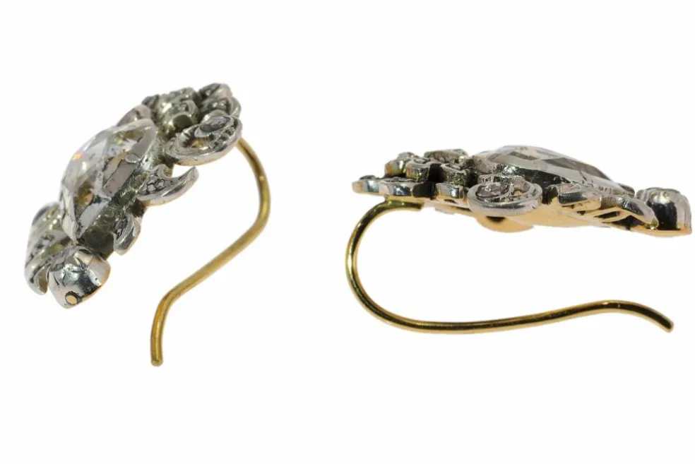 Boucles d'oreilles victoriennes diamants taille rose