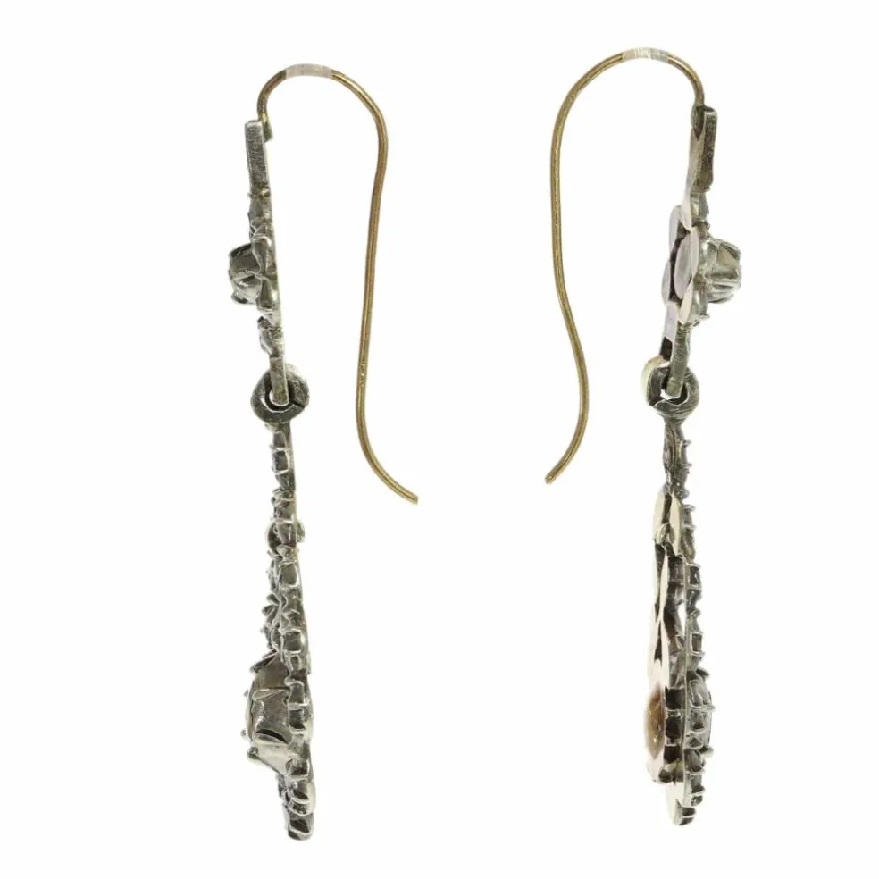 Boucles d'oreilles victoriennes élégantes avec diamants taille rose