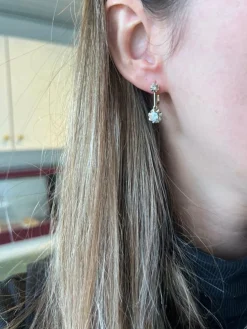 Boucles d'oreilles victoriennes en or jaune et diamants taille rose