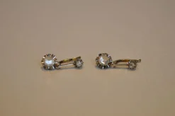 Boucles d'oreilles victoriennes en or jaune et diamants taille rose