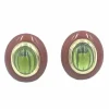 Boucles d’oreilles vintage or, jaspe et péridots
