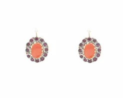 Boucles d'oreilles vintage en or et argent avec corail