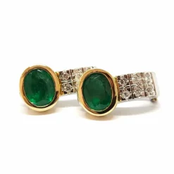 Boucles d'oreilles vintage émeraudes & diamants