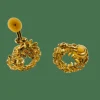Boucles d'oreilles vintage couronne feuillage or jaune