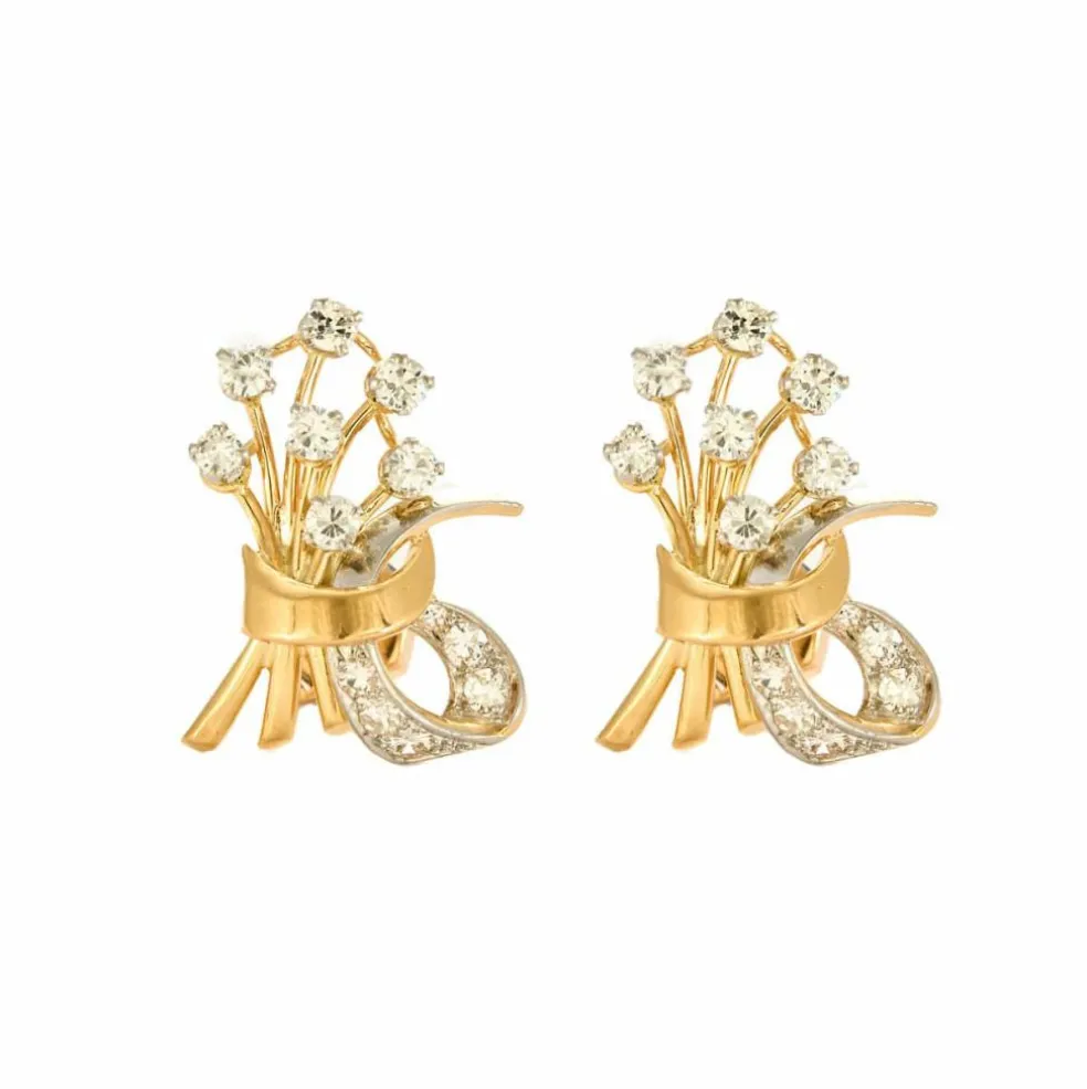 Boucles d'oreilles vintage 2 ors et diamants