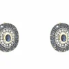Boucles d'oreilles vintage en or et argent avec saphirs