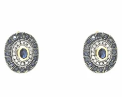Boucles d'oreilles vintage en or et argent avec saphirs