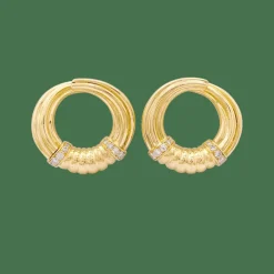 Boucles d'oreilles vintage or, diamants.