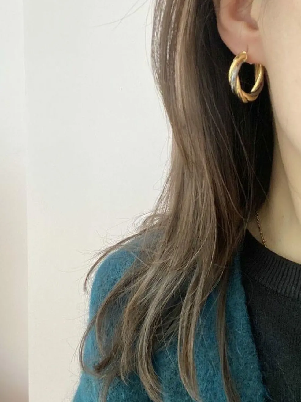 Boucles d'oreilles vintage créoles torsadées en or jaune