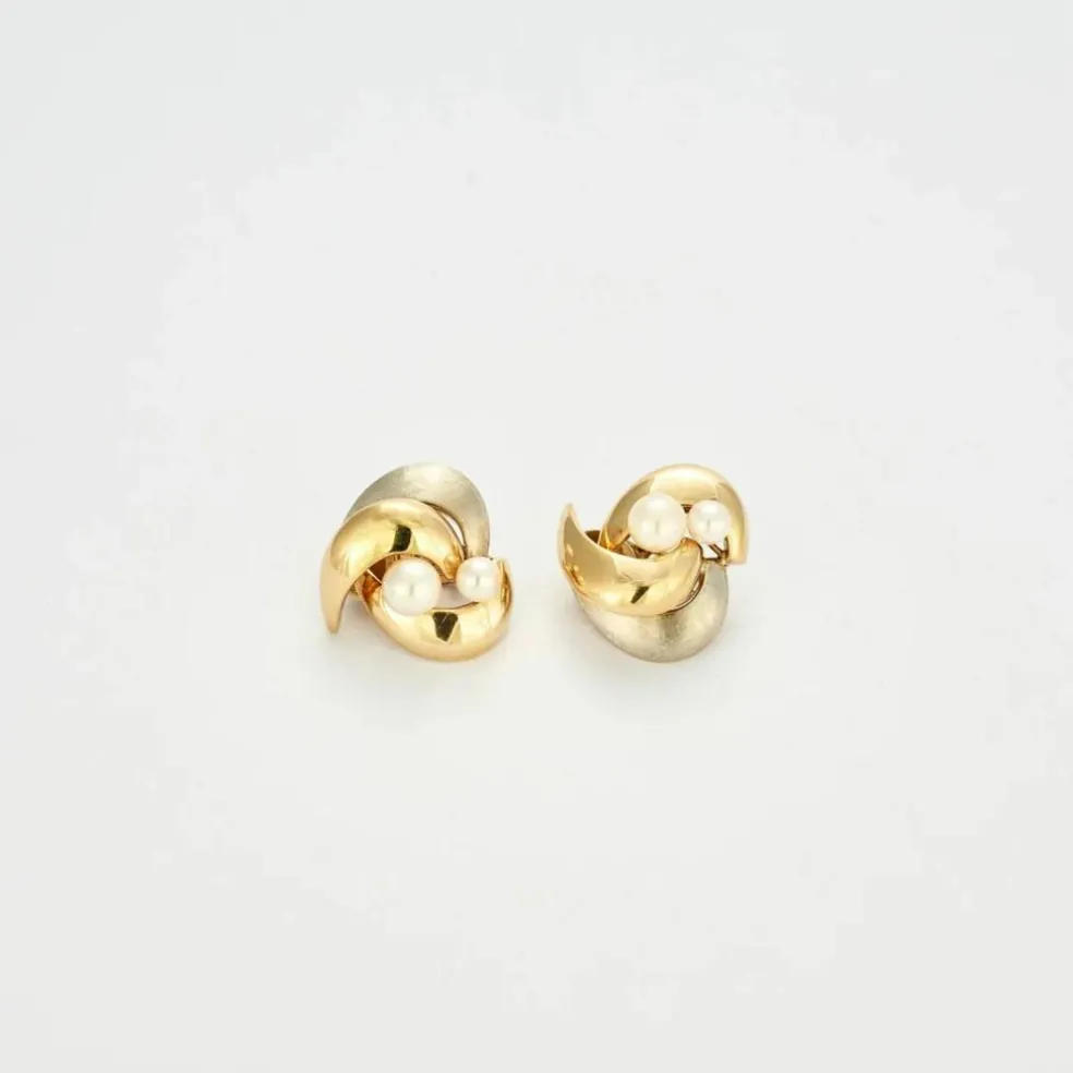 Boucles D'Oreilles Vintage Or & Perles