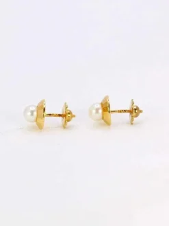 Boucles d’oreilles vintage or jaune perles