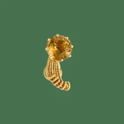 BOUCLES D'OREILLES VINTAGE OR ET CITRINE.
