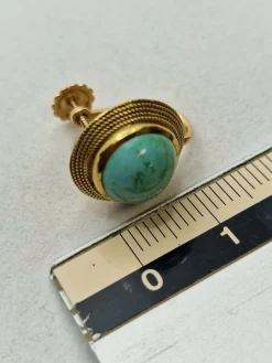 Boucles d'oreilles vintage turquoise et or jaune