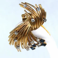 Boucles d'oreilles vintage or diamants saphirs