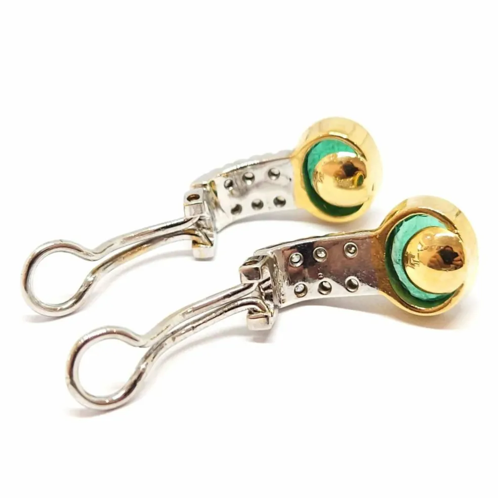 Boucles d'oreilles vintage émeraudes & diamants